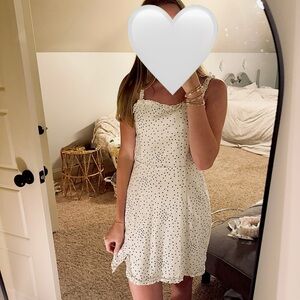 Urban Outfitters Ivory Dress with Black Polka Dots